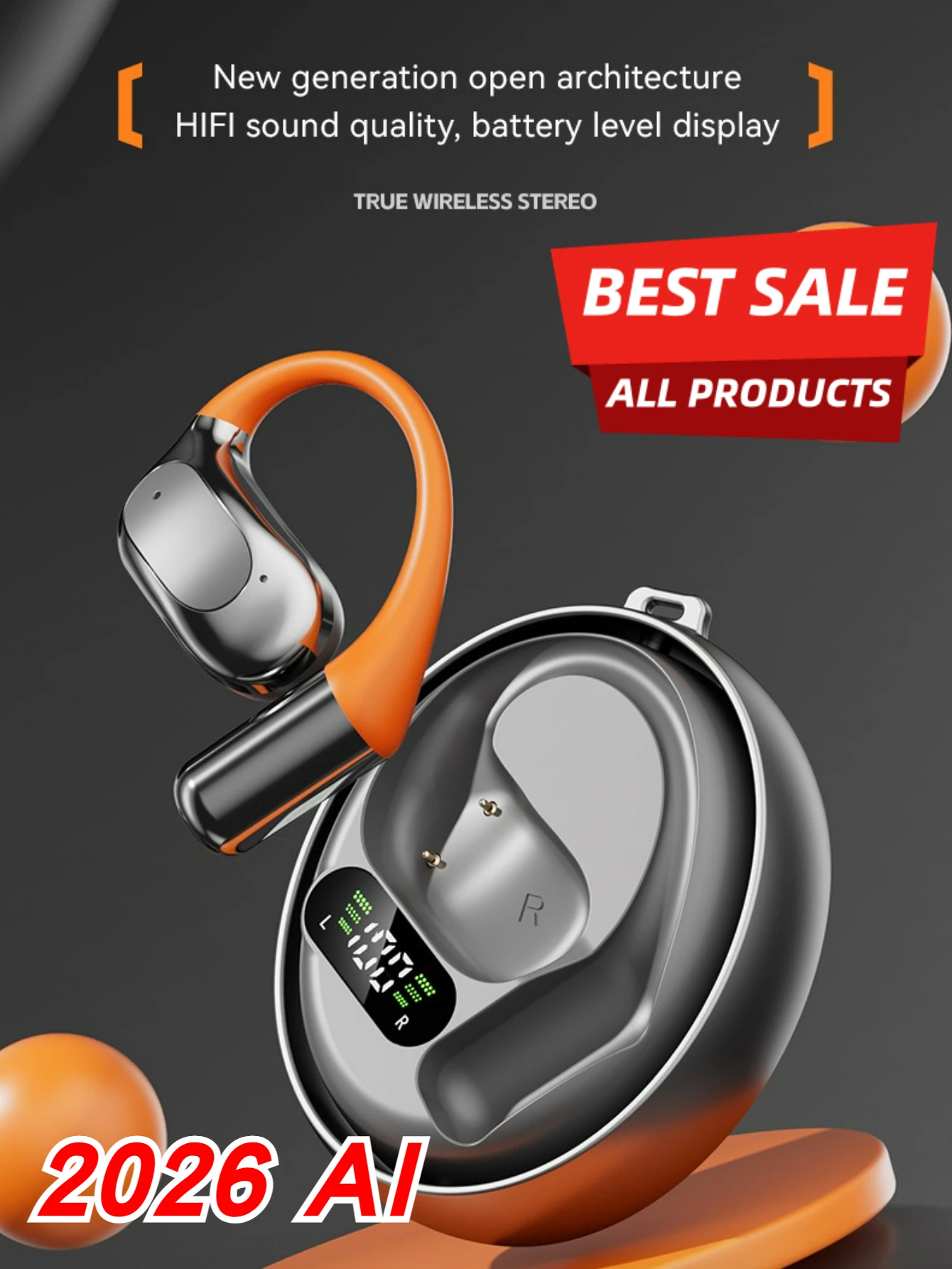 Bluetooth Headset On Ear - Draadloze vertaler-headset 144 talen Realtime AI-vertaling