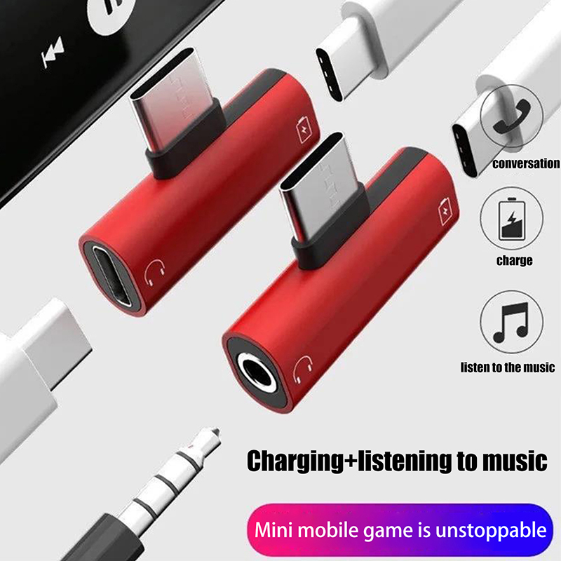 Earphone Splitter Jack - USB Type-C naar 3,5 mm hoofdtelefoon