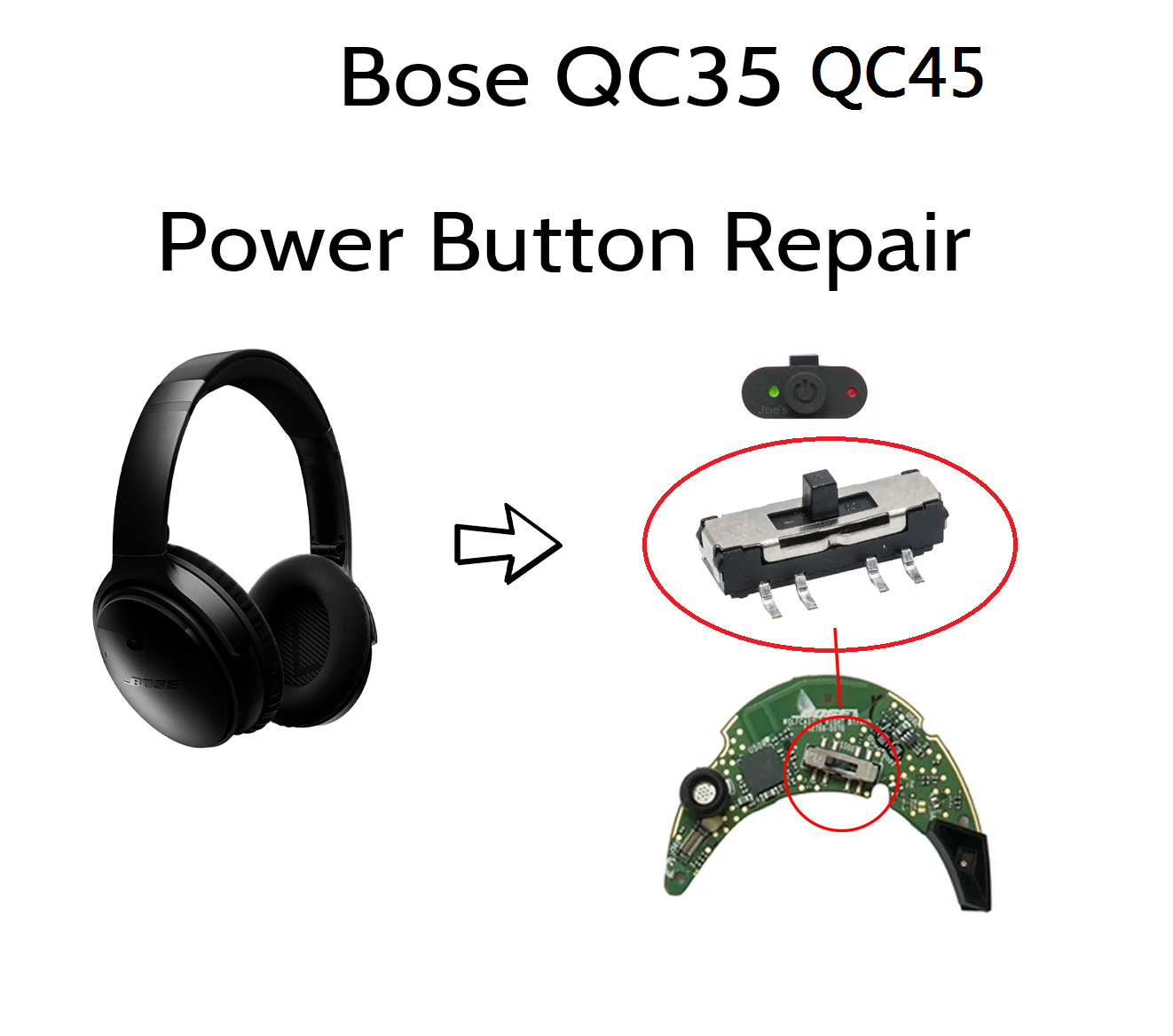 Vervangende aan/uit-knop en sc - Bose Headphone Qc45 recensie en prijs